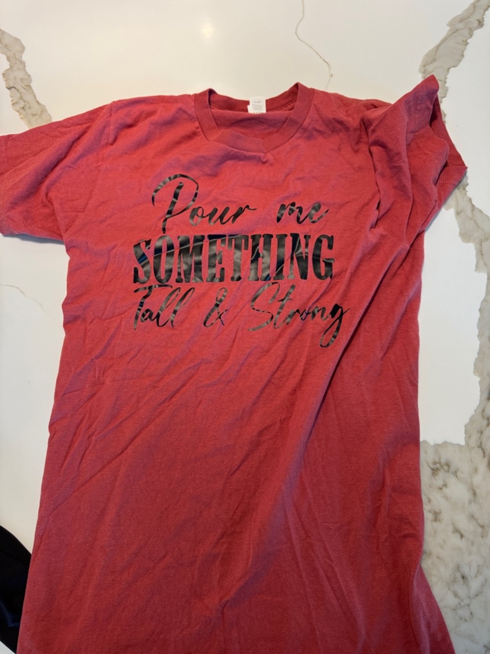 Tultex Red Graphic Tee "Pour Me Something Tall & Strong"